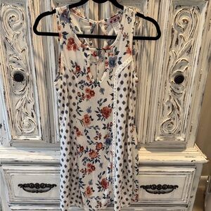 Three Hearts White Mini Dress with Orange and Blue Floral Accents